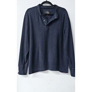 REDHEAD Knit Navy Blue 100% Cotton Men Sweater (XL) - Henley